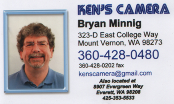Ken's Camera store business card