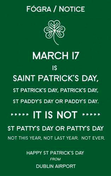 sign about St. Patrick's Day