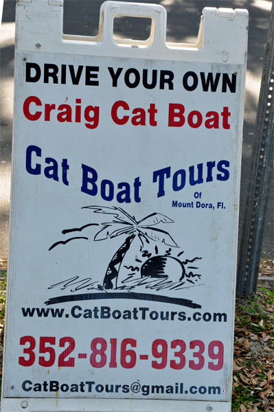 sign for the Cat Boat tour