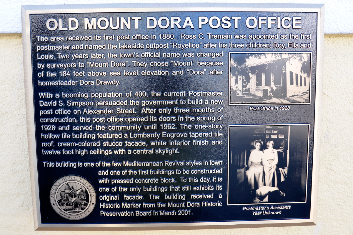 Old Mt Dora Post Office sign
