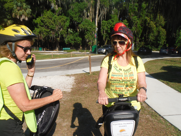 Karen Duquette on a Segway and  Jane, the guide