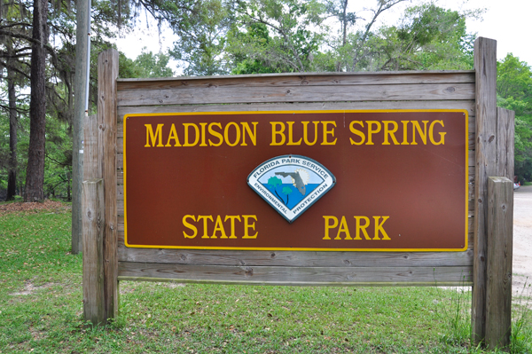 Madison Ble Spring State Park entrance sign