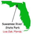 Florida Map showing location of Suwannee River State Park