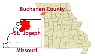 map of Missouri showing location of St Joseph