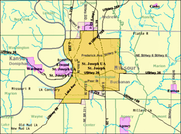 map of St. Joseph in MO
