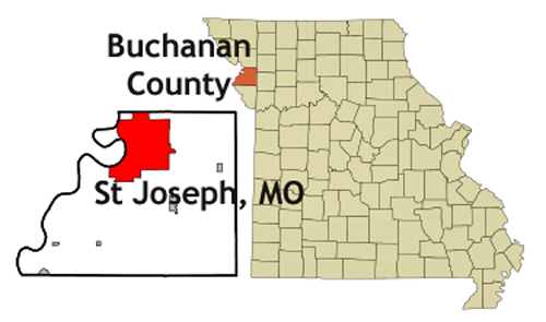 Missouri map showing location of St. Joseph