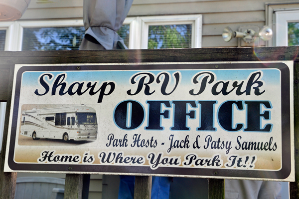 sign: Sharp RV Park office