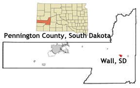 map of South Dakota showing location of Wall Drug