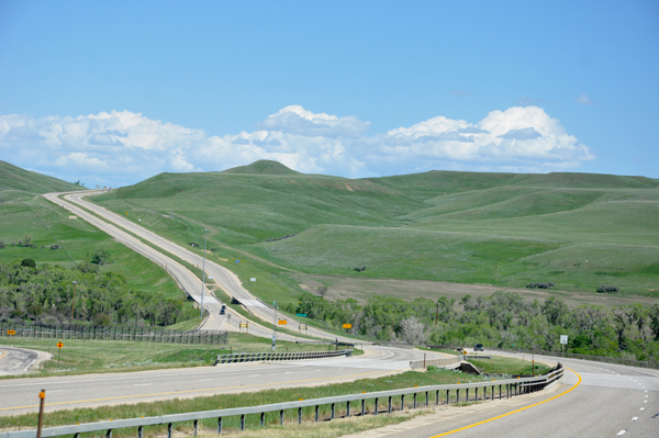 road and hills in Wyoming