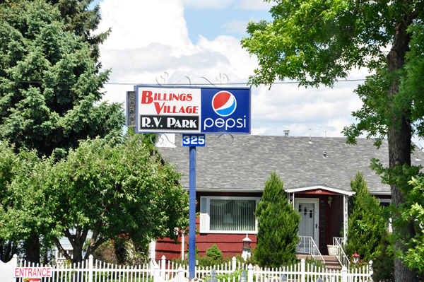 Billings Village RV park sign