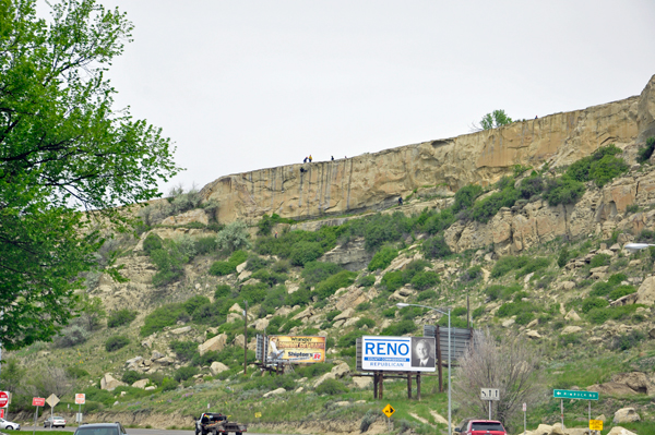 view of Rimrock Bluffs from the highway below