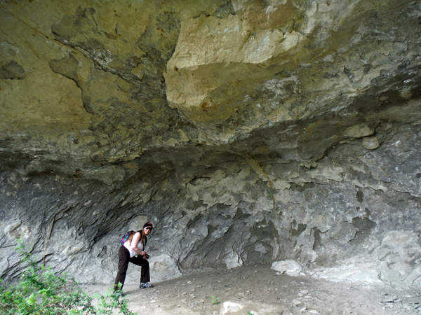 Karen Duquette inside a cave