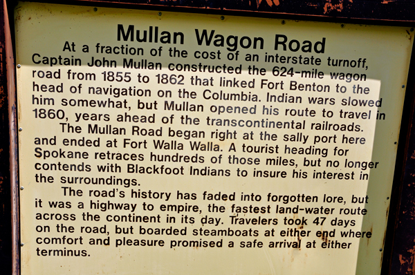sign about the Mullan Wagon Road