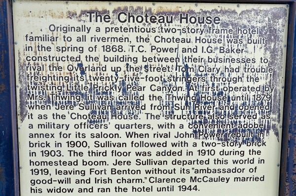 sign about the Choteau House