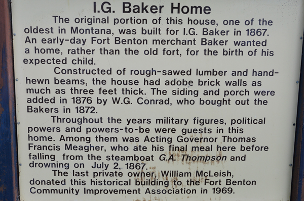 sign about the I.G. Baker Home