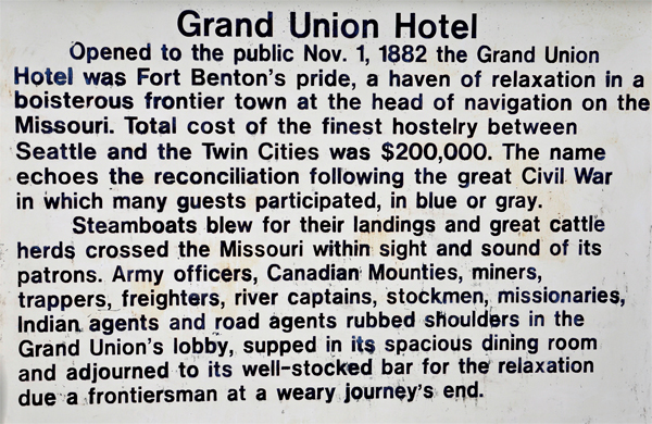 sign about the 1882 Grand Union Hotel