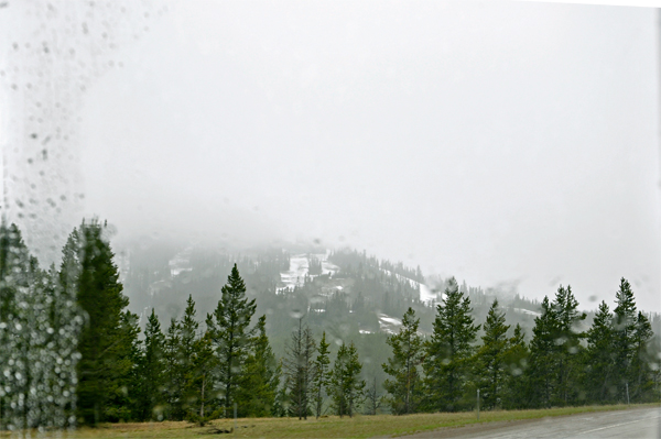 rain and fog hides the mountain