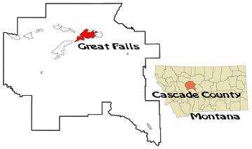 Montana map showing location of Great Falls