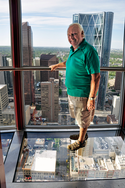Lee Duquette on the glass walkway
