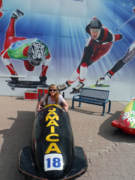 Karen Duquette in the Walt Disney bobsled