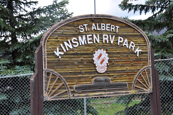 St Albert Kinsmen RV Park welcome sign