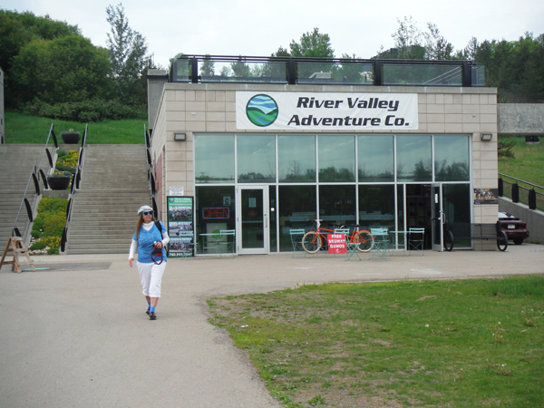 Karen Duquette outside River Valley Adventure Company
