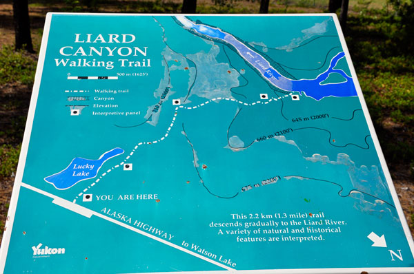 sign: Liard Canyon trail map