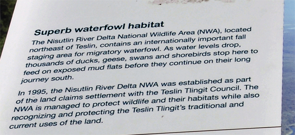 sign about superb waterfowl habitat