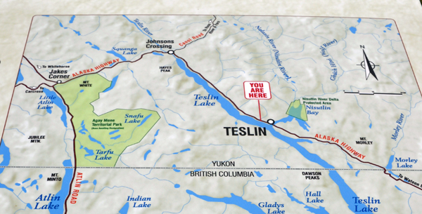 Yukon map showing location of Teslin