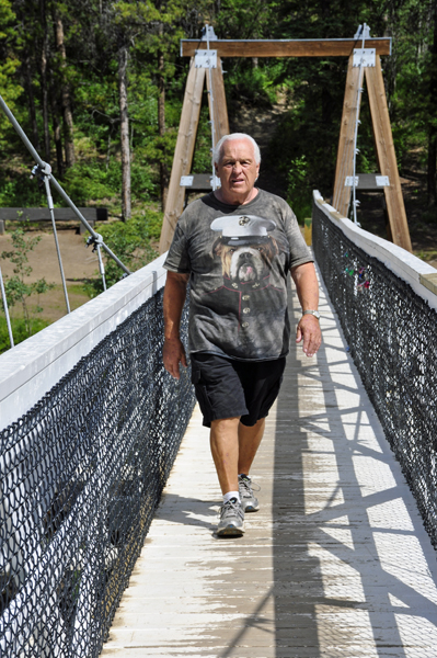 Lee Duquette on the Robert Lowe Suspension Bridge