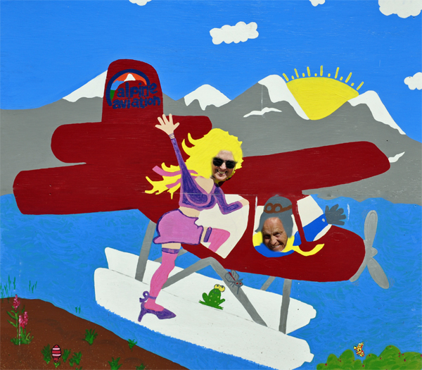 the two RV Gypsies in a cartoon plane