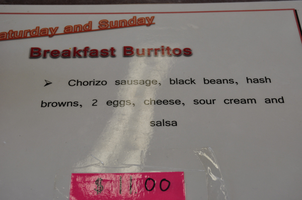 Compadres Burritos Restaurant burrito ingredients