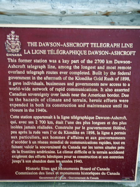 The Dawson-Ashcroft Telegraph Line plaque