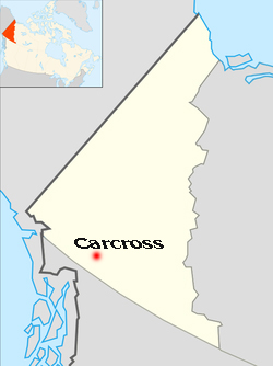 map showing location of Carcross, Yukon