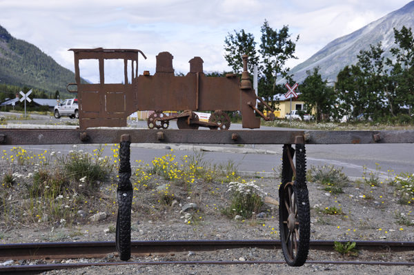 metal art of the Yukon Route Railway train
