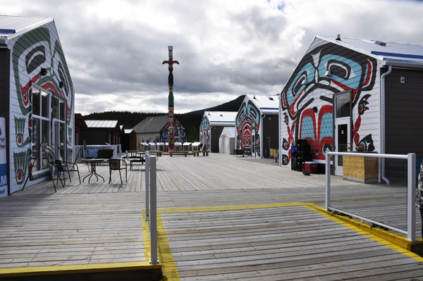 Carcross Commons and a tall totem pole