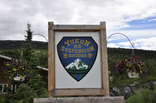 the Yukon Suspension Bridge sign