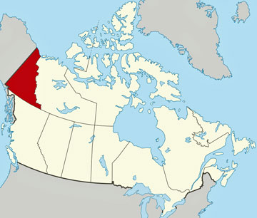 map of Canada showing location of Yukon