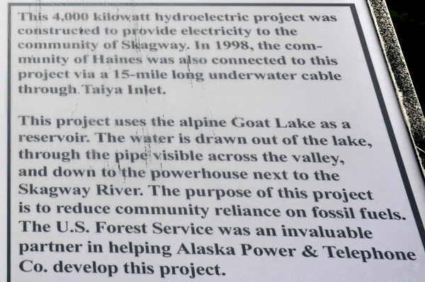 sign about the hudroelectric project