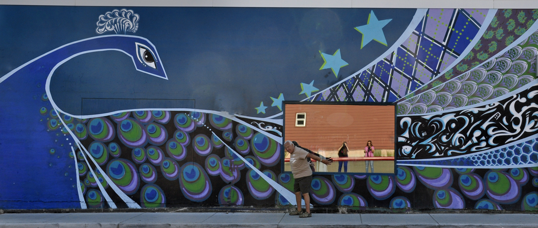 mural and reflection in Fairbanks