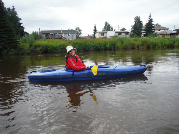 Karen Duquette in her kayak