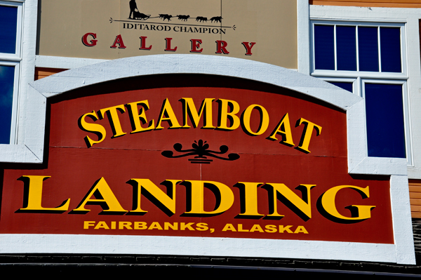 Steamboat Landing Fairbanks sign