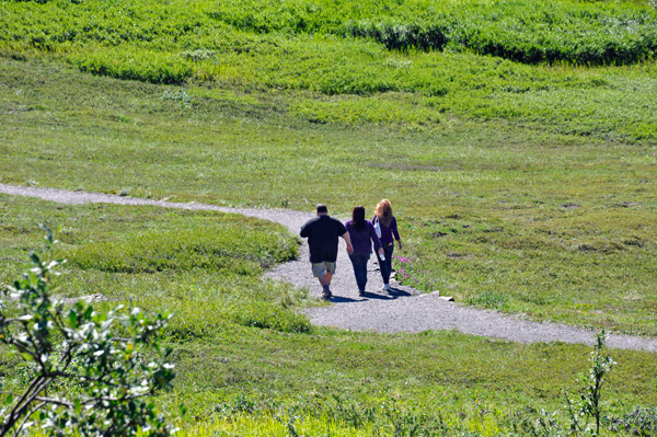 family hiking at Eielson Visitor Center