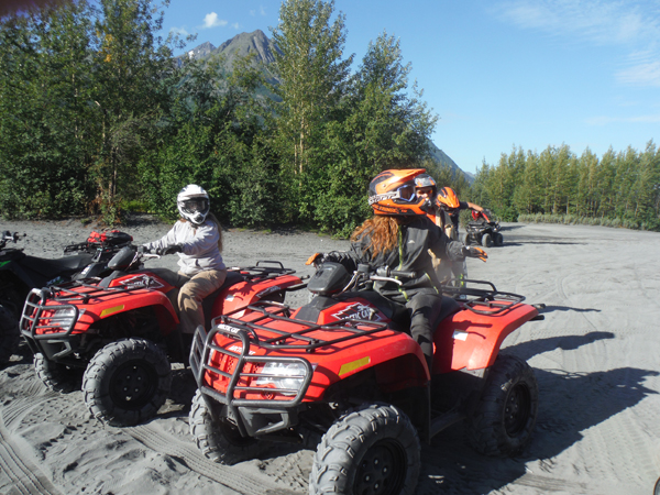 Karen Duquette and her sister on ATVs