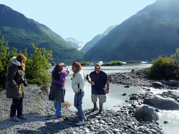 Karen Duquette and her family at Valdez Glacier