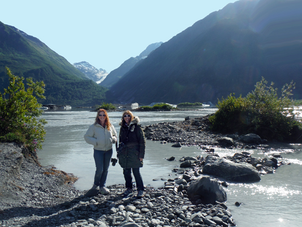 Karen Duquette and her sister at Valdez Glacier