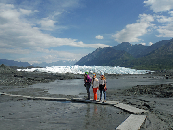 pathway through the mud on the Matanuska Glacier 