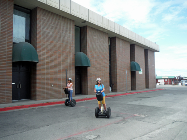 Karen Duquette and her sister Ilse on their Segway