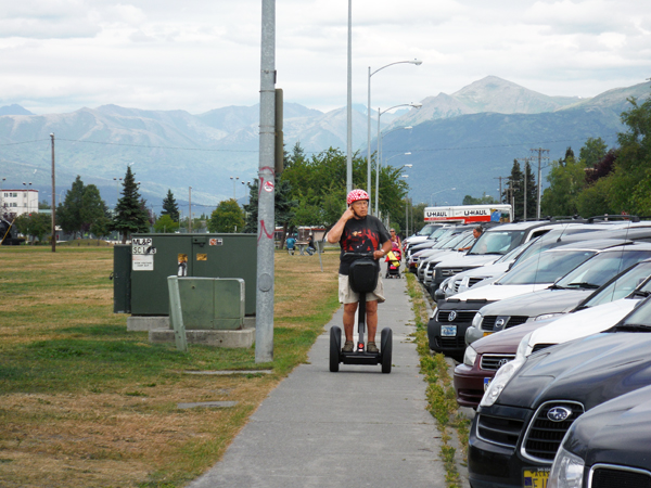 Lee Duquette on his Segway in Anchorage