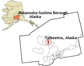 Map of Alaska showing location of Talkeetna